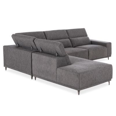 LEFT CORNER 5-SEAT SOFA WITH RECLINE LUNARIS HM3316.01L GREY FABRIC 307x267x94H