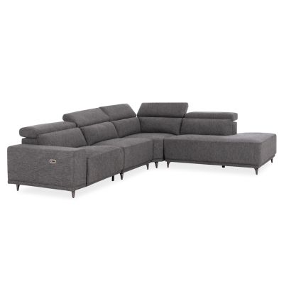 RIGHT CORNER 5-SEAT SOFA WITH RECLINE LUNARIS HM3316.01R GREY FABRIC 307x267x94H