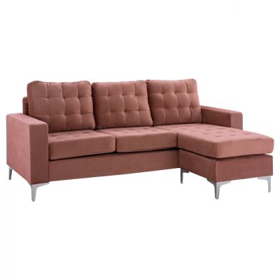 REVERSIBLE CORNER SOFA SANTINO HM3152.12 IN DUSTY PINK 190x75-128x82Υcm.