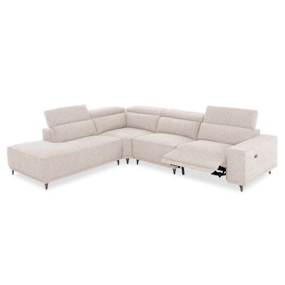 LEFT CORNER 5-SEAT SOFA WITH RECLINE LUNARIS HM3316.02L ECRU FABRIC 307x267x94H