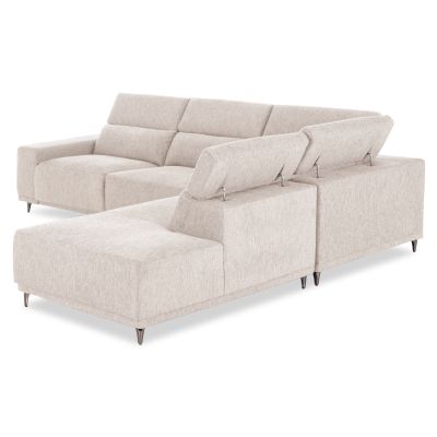 LEFT CORNER 5-SEAT SOFA WITH RECLINE LUNARIS HM3316.02L ECRU FABRIC 307x267x94H