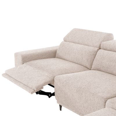 LEFT CORNER 5-SEAT SOFA WITH RECLINE LUNARIS HM3316.02L ECRU FABRIC 307x267x94H
