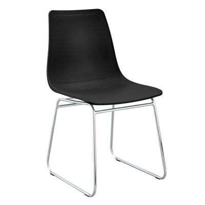 CHAIR HYGGE HM18485.02 POLYPROPYLENE IN BLACK--METAL CHROMED LEGS 42x44x77Hcm.