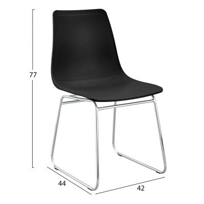 CHAIR HYGGE HM18485.02 POLYPROPYLENE IN BLACK--METAL CHROMED LEGS 42x44x77Hcm.
