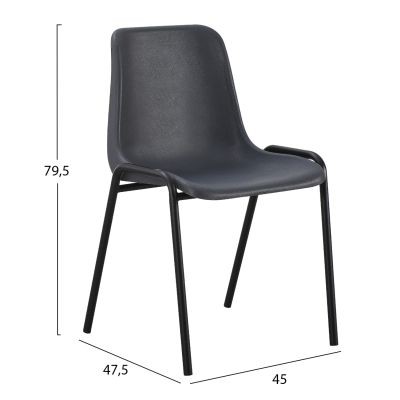 CHAIR LANGET HM18481.03 POLYPROPYLENE IN GREY--METAL LEGS IN BLACK 45x47.5x79.5Hcm