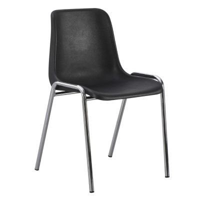 CHAIR LANGET HM18482.02 POLYPROPYLENE IN BLACK--METAL CHROMED LEGS 45x47.5x79.5Hcm