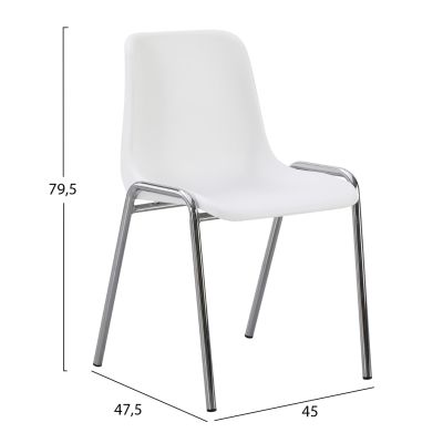 CHAIR LANGET HM18482.01 POLYPROPYLENE IN WHITE--METAL CHROMED LEGS 45x47.5x79.5Hcm