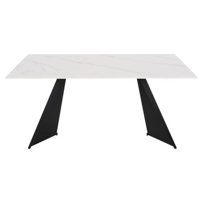 DINING TABLE POSE HM9851.01 BLACK METAL LEGS-WHITE CERAMIC TOP 160x90x76Hcm.