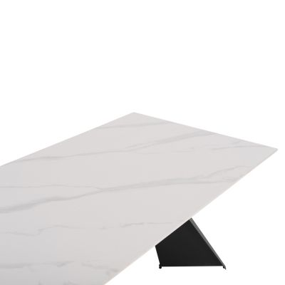 DINING TABLE POSE HM9851.01 BLACK METAL LEGS-WHITE CERAMIC TOP 160x90x76Hcm.