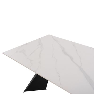 DINING TABLE POSE HM9851.01 BLACK METAL LEGS-WHITE CERAMIC TOP 160x90x76Hcm.