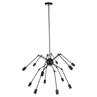 CEILING PENDANT 12-LIGHT HM4167 BLACK METAL ARTICULATED ARMS Φ92x120Hcm.