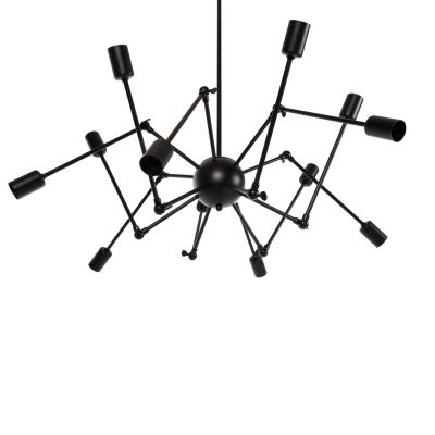 CEILING PENDANT 12-LIGHT HM4167 BLACK METAL ARTICULATED ARMS Φ92x120Hcm.