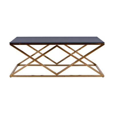 Coffee table HOLLAND HM8624.02 by black glass and gilded framework 120x60x45 cm