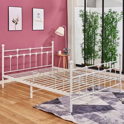 HM575.02, JACINDA Metallic Bed 150x200cm, White Color