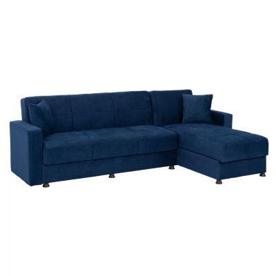 REVERSIBLE CORΝER SOFA BED DIMOS WITH 2 STORAGE SPACES HM3135.08 BLUE 246X153X80Ηcm.