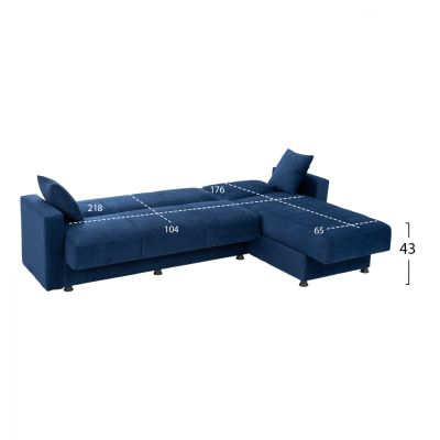 REVERSIBLE CORΝER SOFA BED DIMOS WITH 2 STORAGE SPACES HM3135.08 BLUE 246X153X80Ηcm.