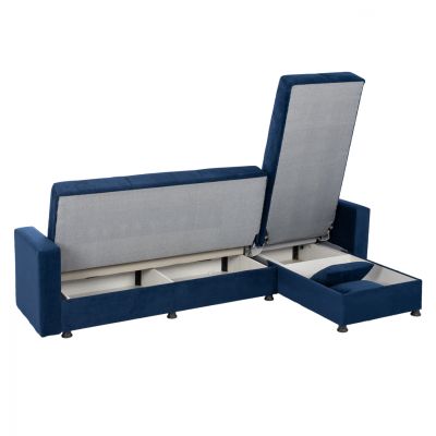 REVERSIBLE CORΝER SOFA BED DIMOS WITH 2 STORAGE SPACES HM3135.08 BLUE 246X153X80Ηcm.