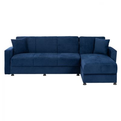 REVERSIBLE CORΝER SOFA BED DIMOS WITH 2 STORAGE SPACES HM3135.08 BLUE 246X153X80Ηcm.