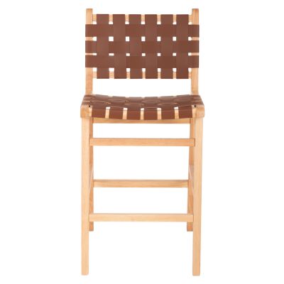 BAR STOOL FELIPE MEDIUM HEIGHT HM9329.01 TOON WOOD IN NATURAL COLOR-BROWN PU 45x47x94Hcm.