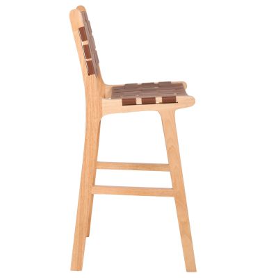 BAR STOOL FELIPE MEDIUM HEIGHT HM9329.01 TOON WOOD IN NATURAL COLOR-BROWN PU 45x47x94Hcm.