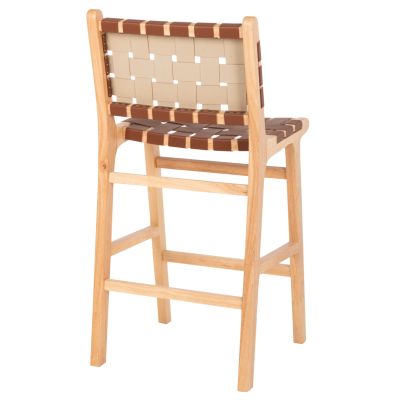 BAR STOOL FELIPE MEDIUM HEIGHT HM9329.01 TOON WOOD IN NATURAL COLOR-BROWN PU 45x47x94Hcm.