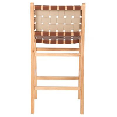 BAR STOOL FELIPE MEDIUM HEIGHT HM9329.01 TOON WOOD IN NATURAL COLOR-BROWN PU 45x47x94Hcm.