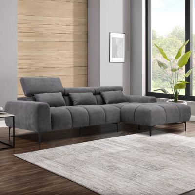 CORNER SOFA RIGHT DIVYA HM3267.02R SYNTHETIC SUEDE IN GREY 264x175x99Hcm.