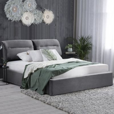 HM565.01 Bed, Kendra, Velvet Grey, Storage space 160x200cm