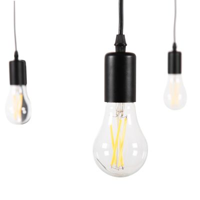 CEILING PENDANT 8-LIGHT HM4176 BLACK METAL-BLACK CABLES Φ100x180Hcm.