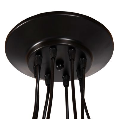 CEILING PENDANT 8-LIGHT HM4176 BLACK METAL-BLACK CABLES Φ100x180Hcm.