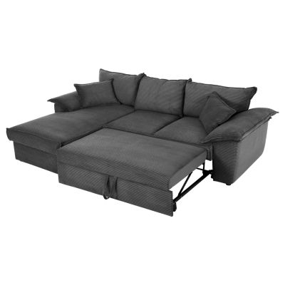 CORNER (LEFT) SOFA-BED WITH STORAGE SPACE ALDO HM3276.02L ANTHRACITE FABRIC 256x91-159x87Hcm.