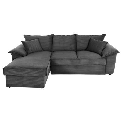 CORNER (LEFT) SOFA-BED WITH STORAGE SPACE ALDO HM3276.02L ANTHRACITE FABRIC 256x91-159x87Hcm.