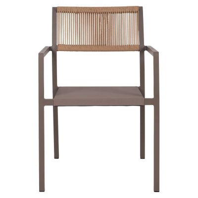 ARMCHAIR ALUMINUM PROFESSIONAL CHAMPAGNE-COLORED WITH PE RATTAN BACK HM5893.03 55.5x58.5x83 cm.