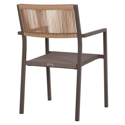 ARMCHAIR ALUMINUM PROFESSIONAL CHAMPAGNE-COLORED WITH PE RATTAN BACK HM5893.03 55.5x58.5x83 cm.