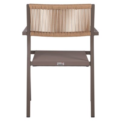 ARMCHAIR ALUMINUM PROFESSIONAL CHAMPAGNE-COLORED WITH PE RATTAN BACK HM5893.03 55.5x58.5x83 cm.