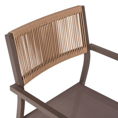 ARMCHAIR ALUMINUM PROFESSIONAL CHAMPAGNE-COLORED WITH PE RATTAN BACK HM5893.03 55.5x58.5x83 cm.