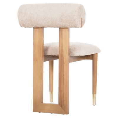 DINING CHAIR TONDELLA HM18148.16 BEECH WOOD IN NATURAL-BOUCLE FABRIC IN BEIGE 47x58x81Hcm.