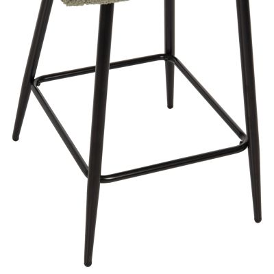 BAR STOOL MEDIUM HEIGHT STRIKE HM8592.03 PISTACHIO GREEN TEDDY FABRIC-BLACK METAL LEGS 50x50x94,5Hcm.