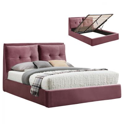 Bed Billie Velvet Dusty Pink with storage space for mattress 160x200 HM582.12