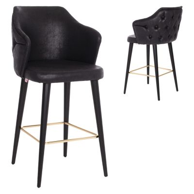 BAR STOOL PROFESSIONAL HM9281.14 NUBUCK-TYPE BLACK WOODEN 50x62x108,5Hcm.