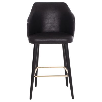 BAR STOOL PROFESSIONAL HM9281.14 NUBUCK-TYPE BLACK WOODEN 50x62x108,5Hcm.