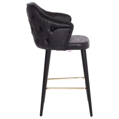 BAR STOOL PROFESSIONAL HM9281.14 NUBUCK-TYPE BLACK WOODEN 50x62x108,5Hcm.