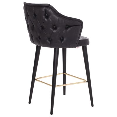 BAR STOOL PROFESSIONAL HM9281.14 NUBUCK-TYPE BLACK WOODEN 50x62x108,5Hcm.