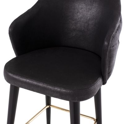 BAR STOOL PROFESSIONAL HM9281.14 NUBUCK-TYPE BLACK WOODEN 50x62x108,5Hcm.