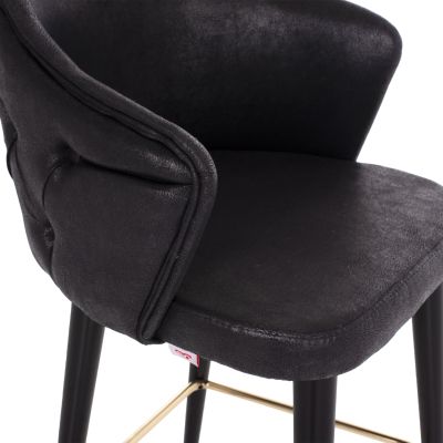 BAR STOOL PROFESSIONAL HM9281.14 NUBUCK-TYPE BLACK WOODEN 50x62x108,5Hcm.