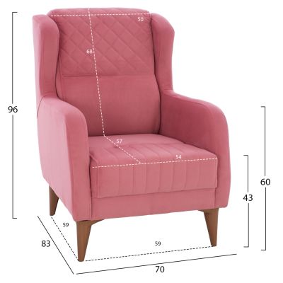 ARMCHAIR HAYES HM9135.02 DUSTY PINK velvet 70x83x96 cm.