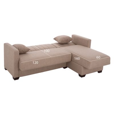 HM3244.04 corner sofa-bed, reversible, 200x133x77cm, beige