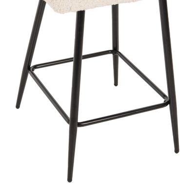 BAR STOOL MEDIUM HEIGHT STRIKE HM8592.02 WHITE TEDDY FABRIC-BLACK METAL LEGS 50x50x94,5Hcm.