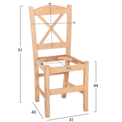 CHAIR RIO HM10097 BEECH WOOD IMPREGNATED-UNPAINTED 41x40x91Hcm.FRAME ONLY