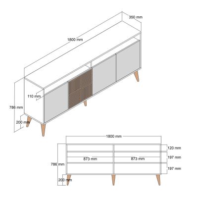 LIVING ROOM COMPOSITION HM11845.01 3PCS WALNUT-WHITE